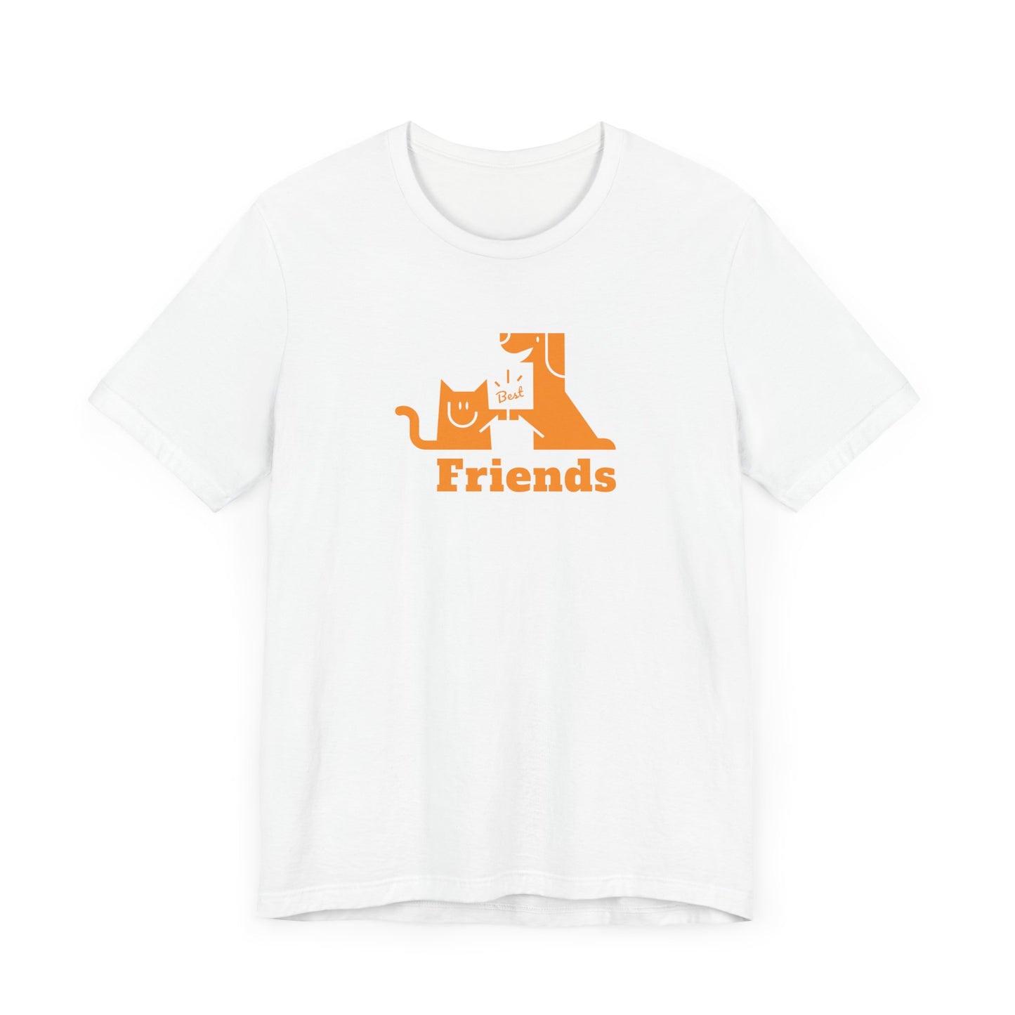 Unisex Jersey Short Sleeve Tee Cat & Dog Hi-5 Each Other Best Friends Orange Print