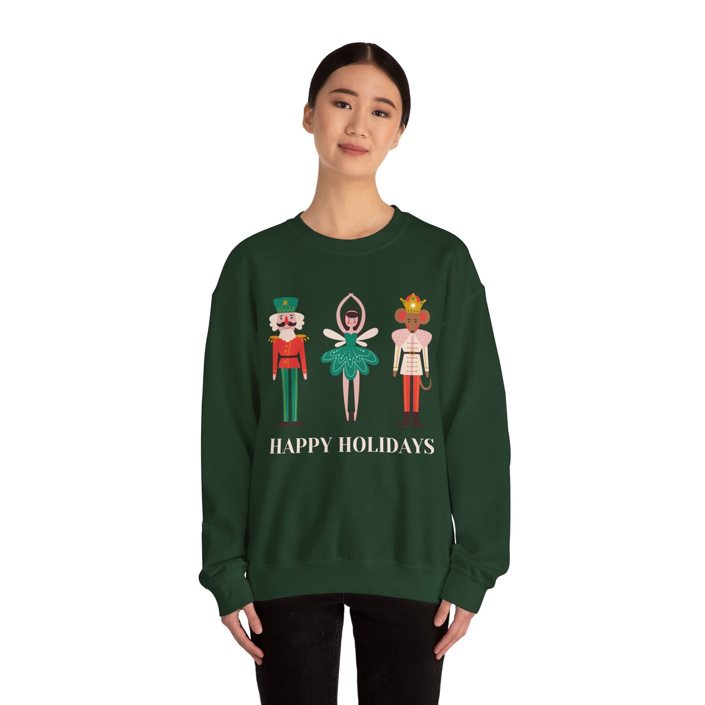 Unisex Heavy Blend Crewneck Sweatshirt Happy Holidays Nutcracker 🎄✨
