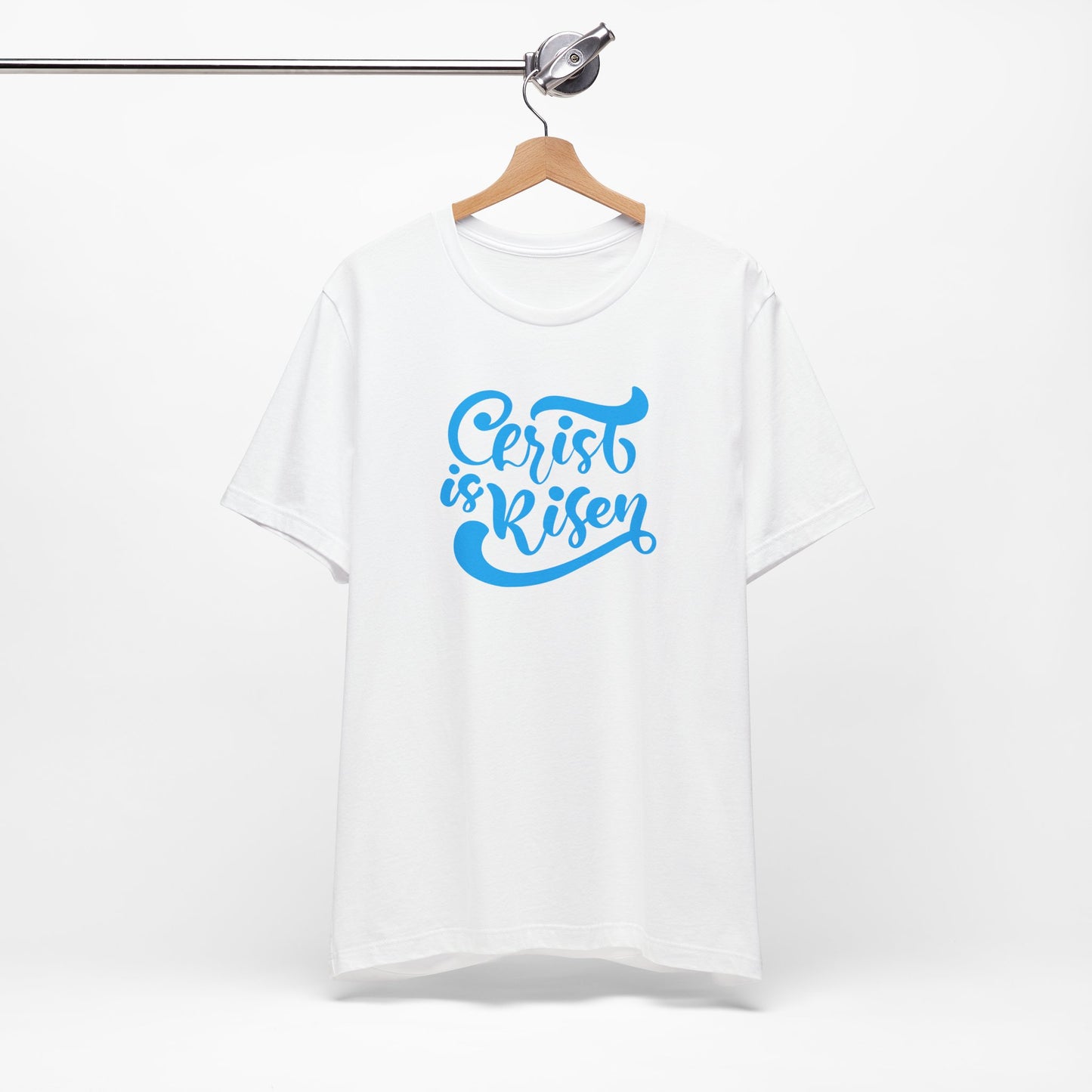 Christ is Risen Blue Print Unisex Jersey Short Sleeve Tee