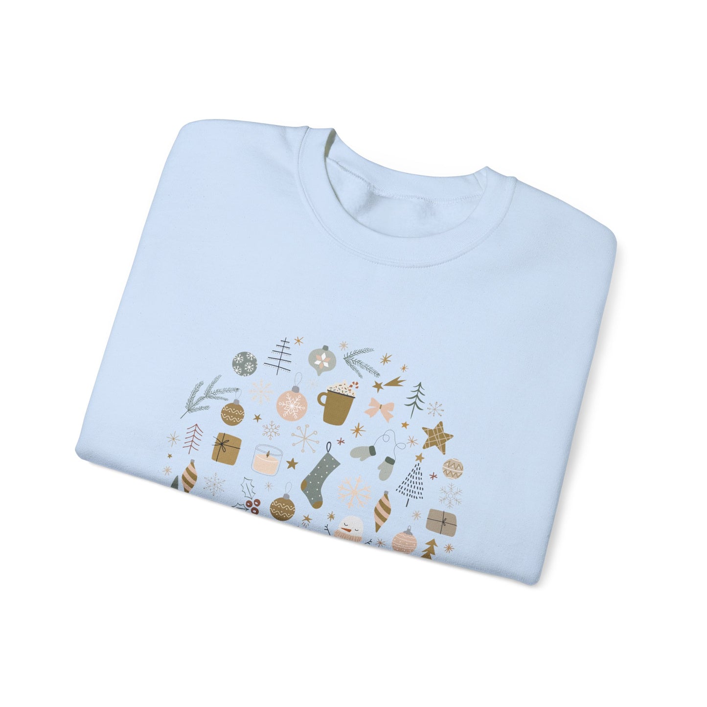Unisex Heavy Blend Crewneck Sweatshirt Festive Holiday Round Collage 🎄☃️❄️
