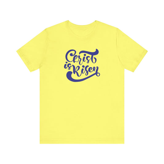 Unisex Jersey Short Sleeve Tee Easter 'Christ is Risen' Navy Print