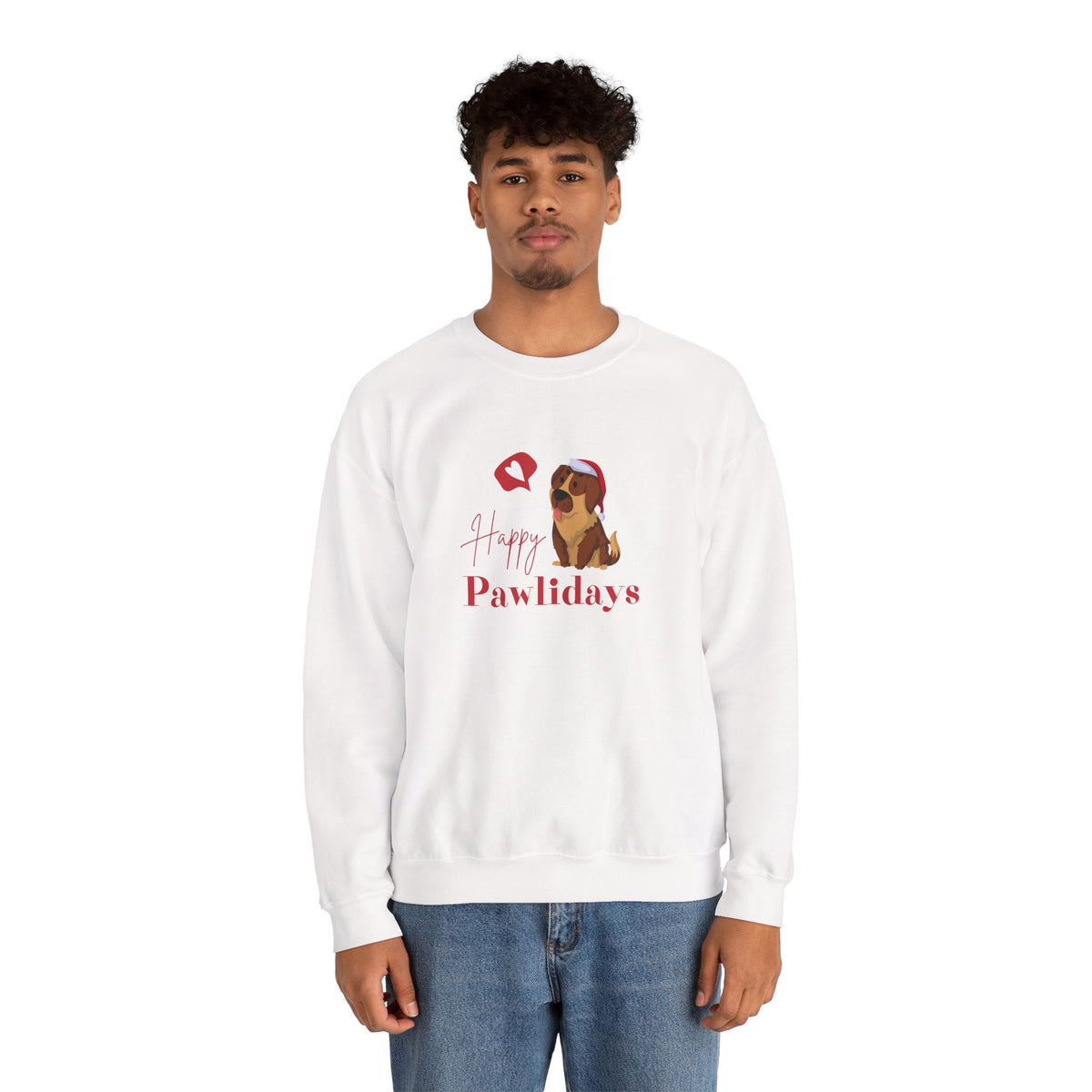Happy Pawlidays with Santa Dog 🎅🐾❤️ Unisex Heavy Blend Crewneck Sweatshirt
