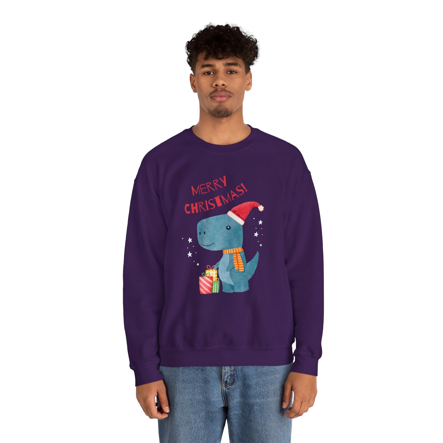 Merry Christmas Dino 🎄🦖🎁 Unisex Heavy Blend Crewneck Sweatshirt