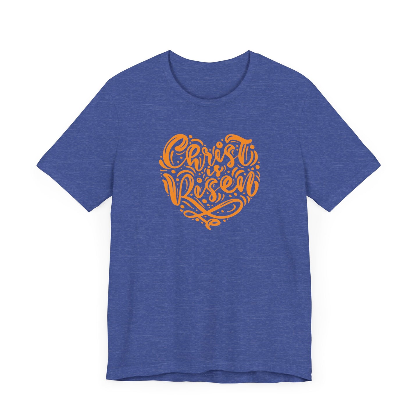 Christ is Risen Heart Shaped Orange Print Unisex Jersey Short Sleeve Tee