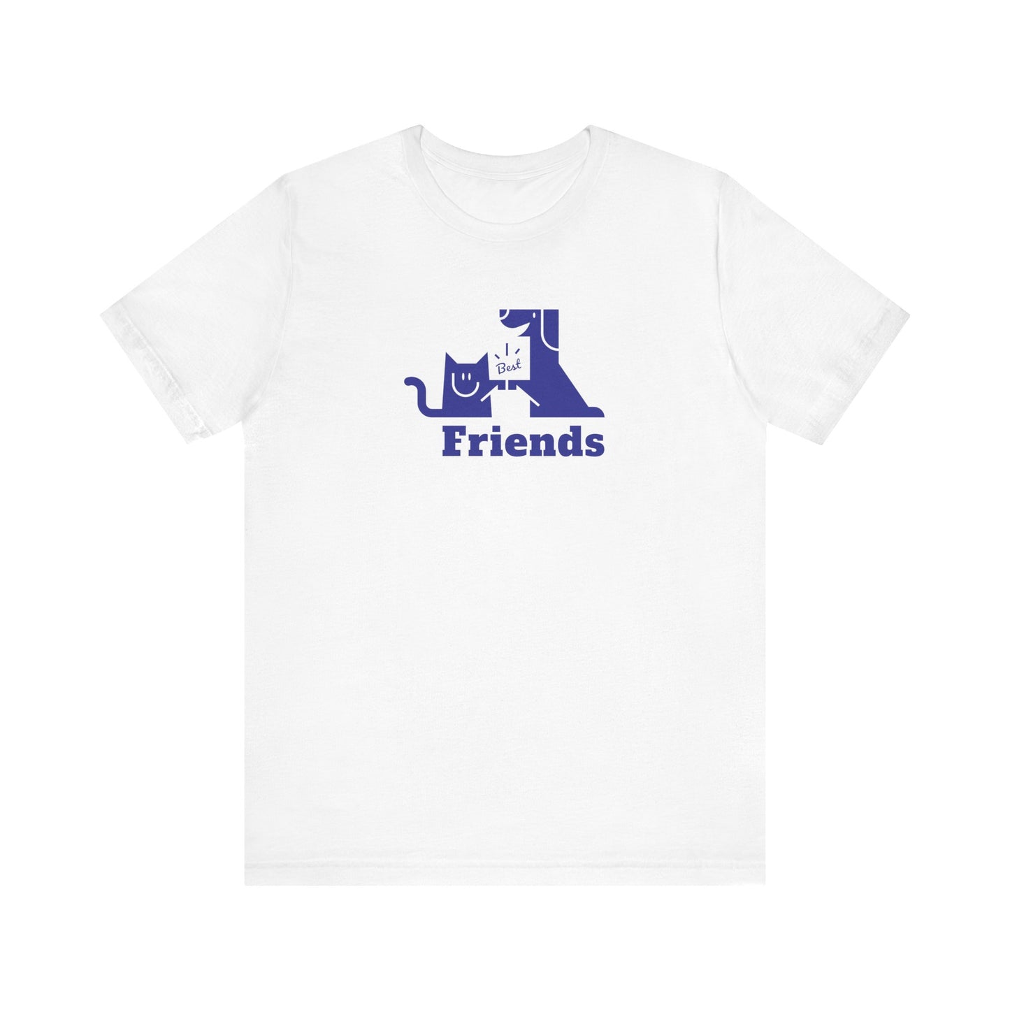 Cat & Dog Hi-5 Each Other Best Friends Navy Print Unisex Jersey Short Sleeve Tee