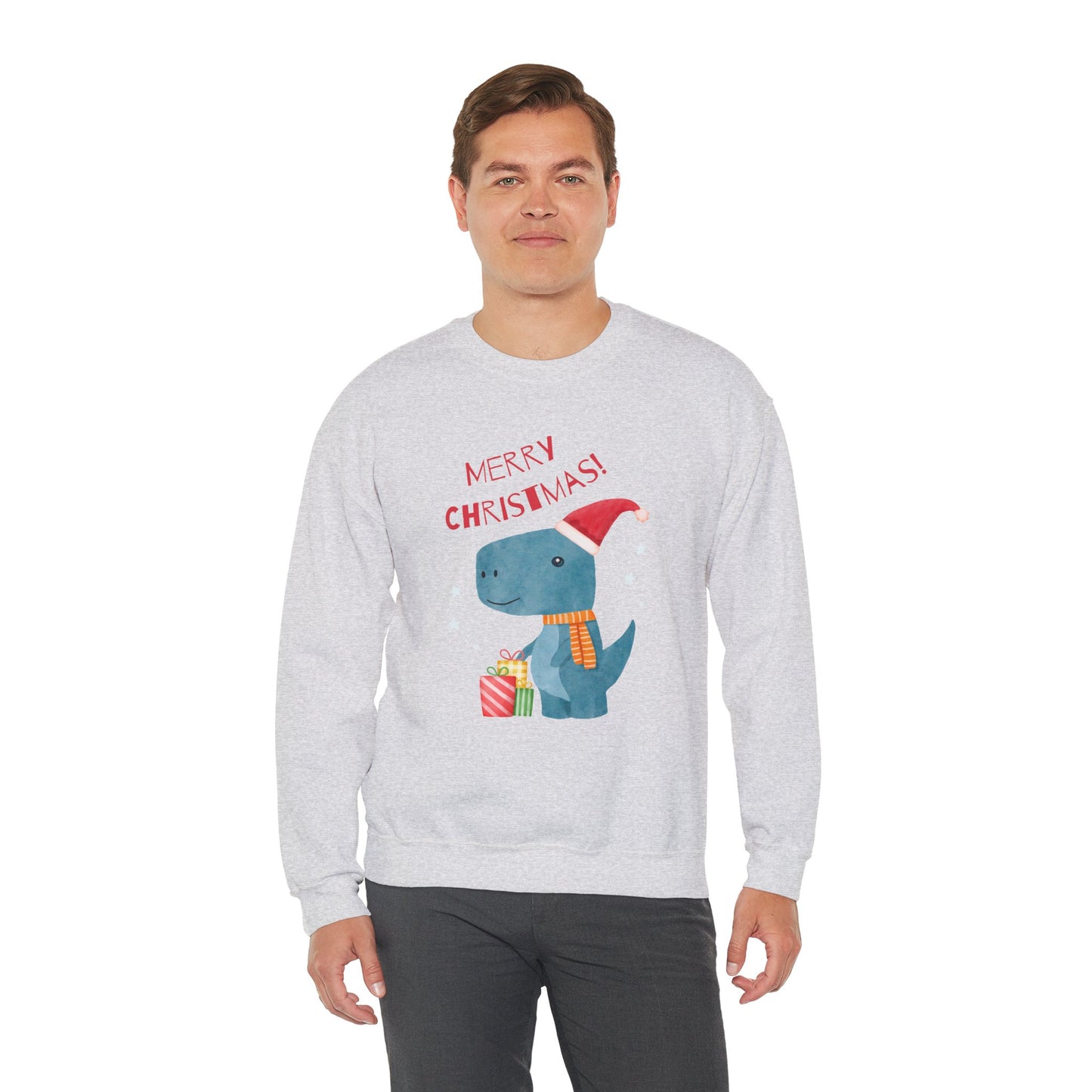 Merry Christmas Dino 🎄🦖🎁 Unisex Heavy Blend Crewneck Sweatshirt