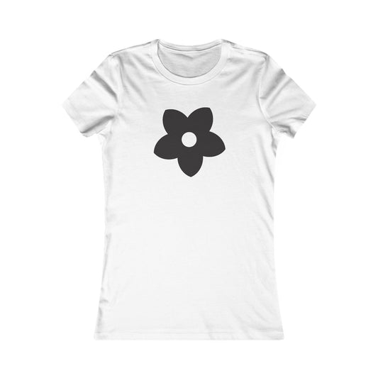 Women's Favorite T-Shirt "Petals of Joy" Playful 5-Petal Flower Design Black Print
