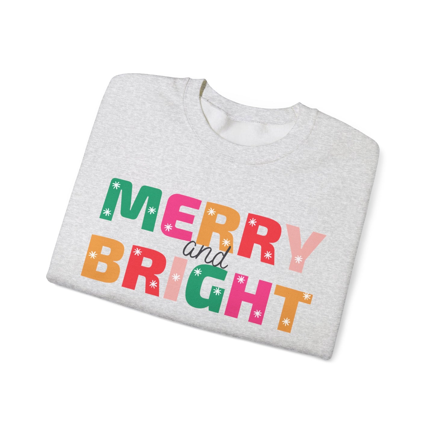 Unisex Heavy Blend Crewneck Sweatshirt Colorful Merry and Bright 🎄✨🌈