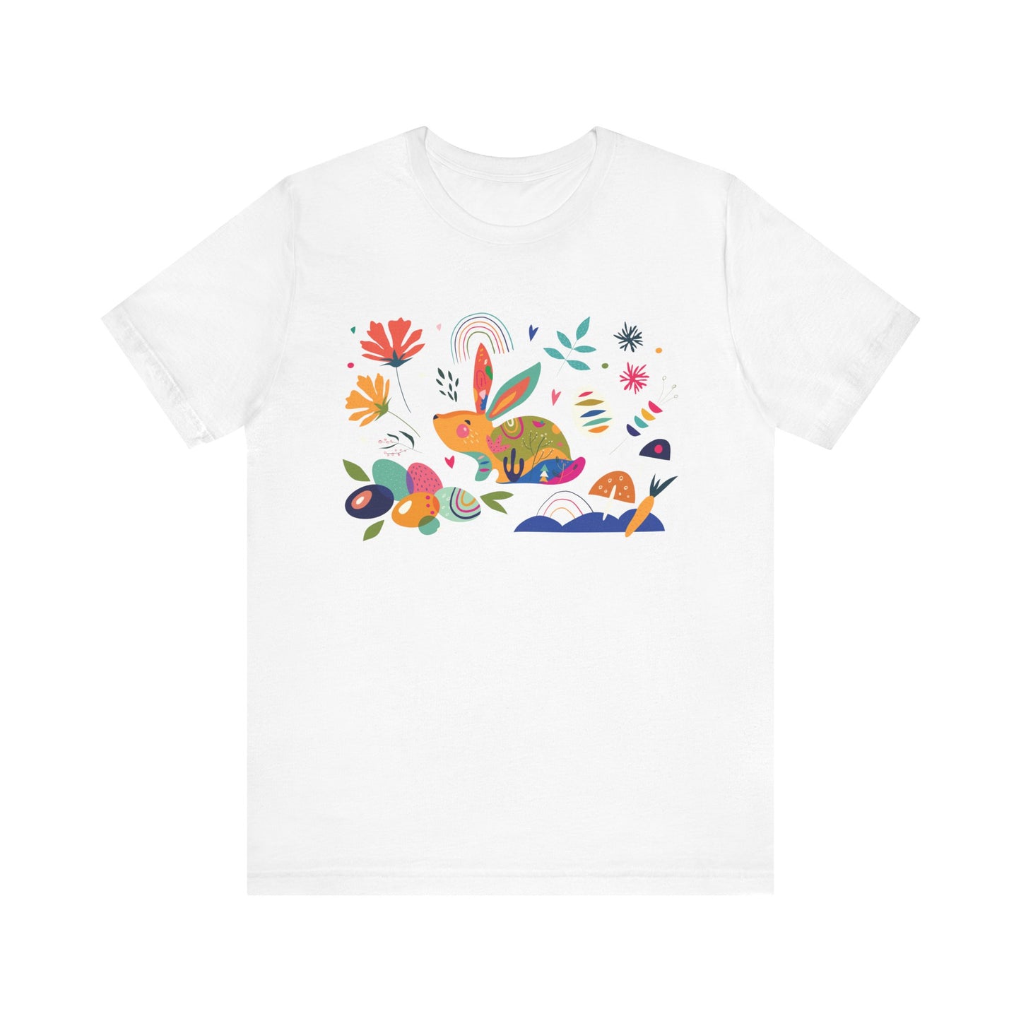 Unisex Jersey Short Sleeve Tee "Hoppy Easter" Colorful Spring Collage