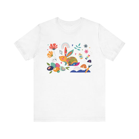 Unisex Jersey Short Sleeve Tee "Hoppy Easter" Colorful Spring Collage