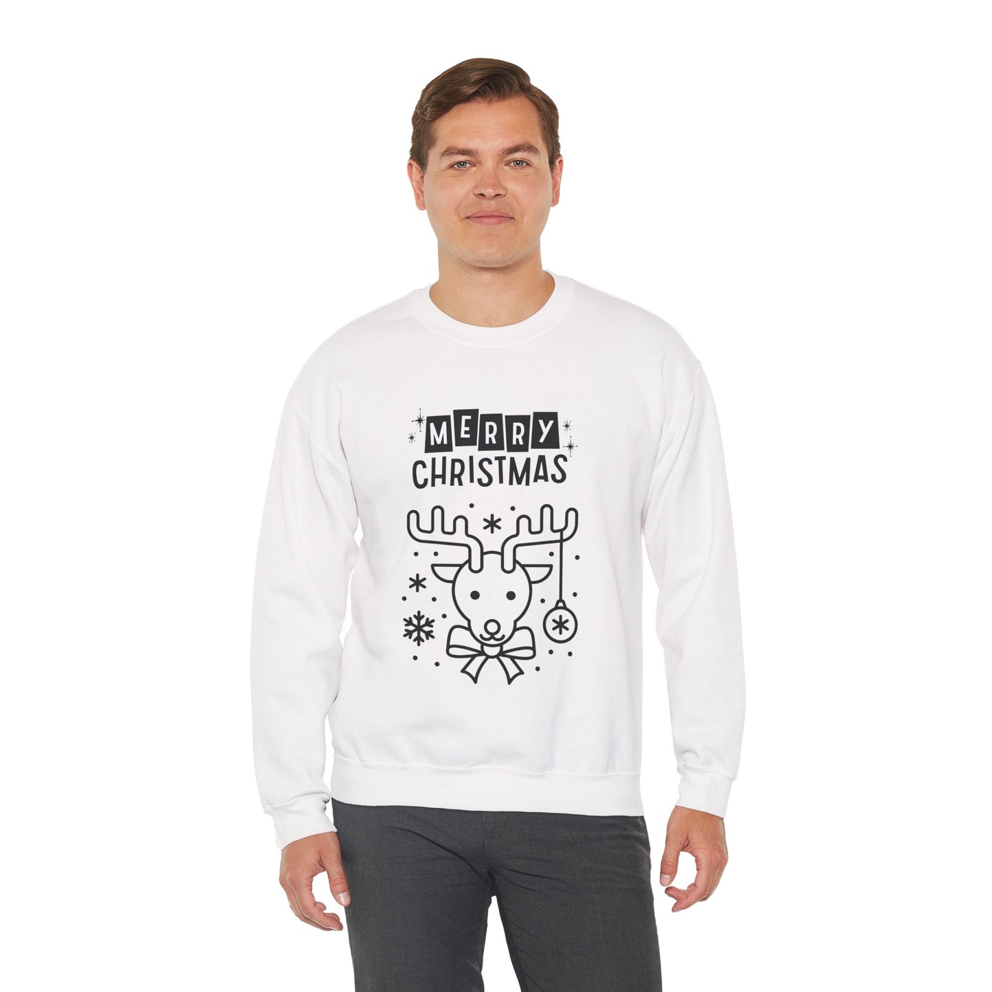Merry Christmas Reindeer 🎄🦌✨ Unisex Heavy Blend Crewneck Sweatshirt