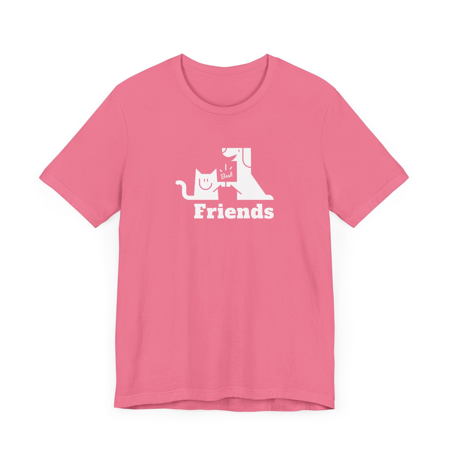 Unisex Jersey Short Sleeve Tee Cat & Dog Hi-5 Each Other Best Friends White Print