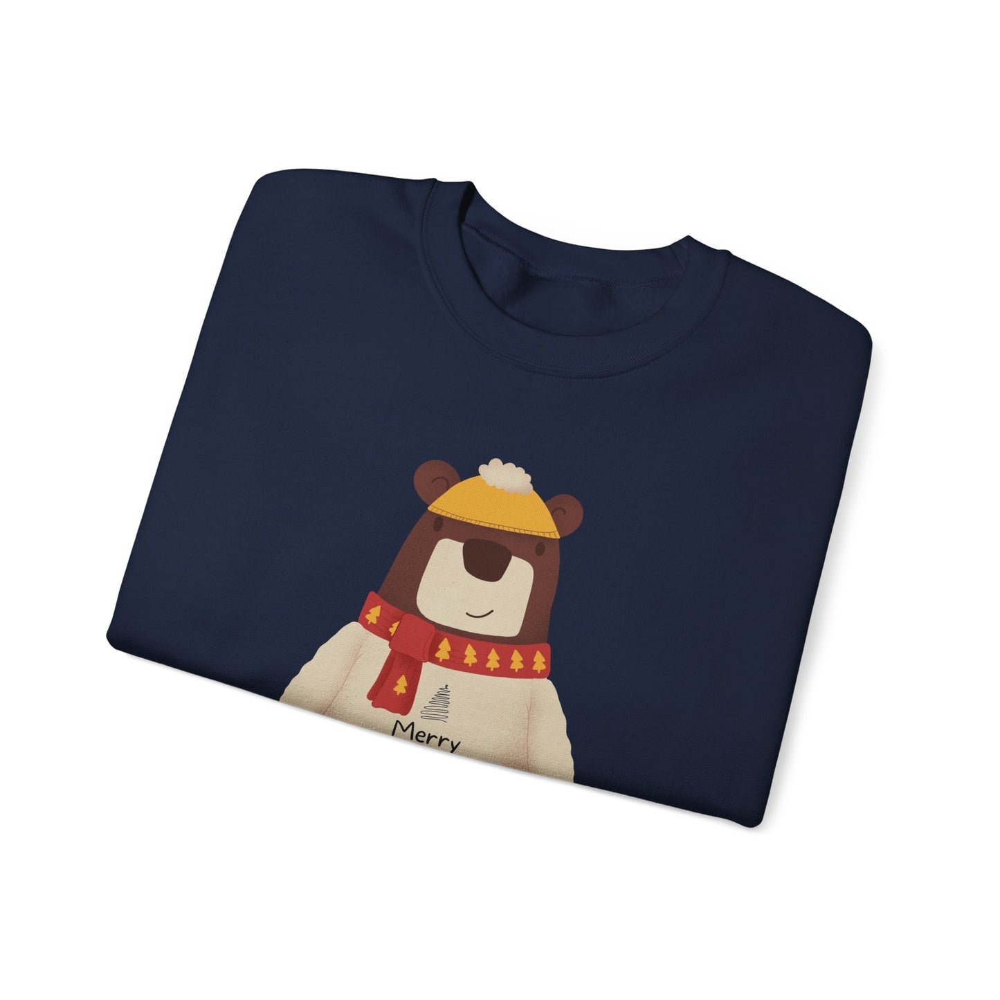 Unisex Heavy Blend Crewneck Sweatshirt Festive Bear in Sweater & Scarf 🎄🐻❤️