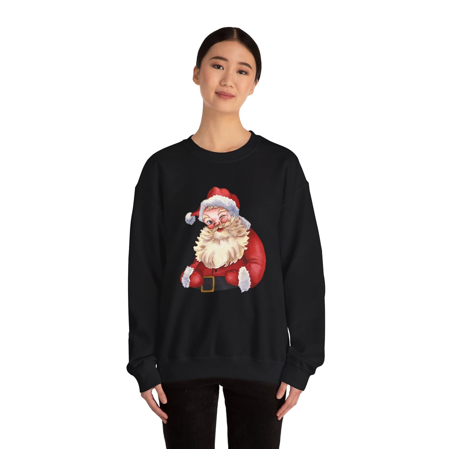 Unisex Heavy Blend Crewneck Sweatshirt Winking Santa 🎅✨❤️