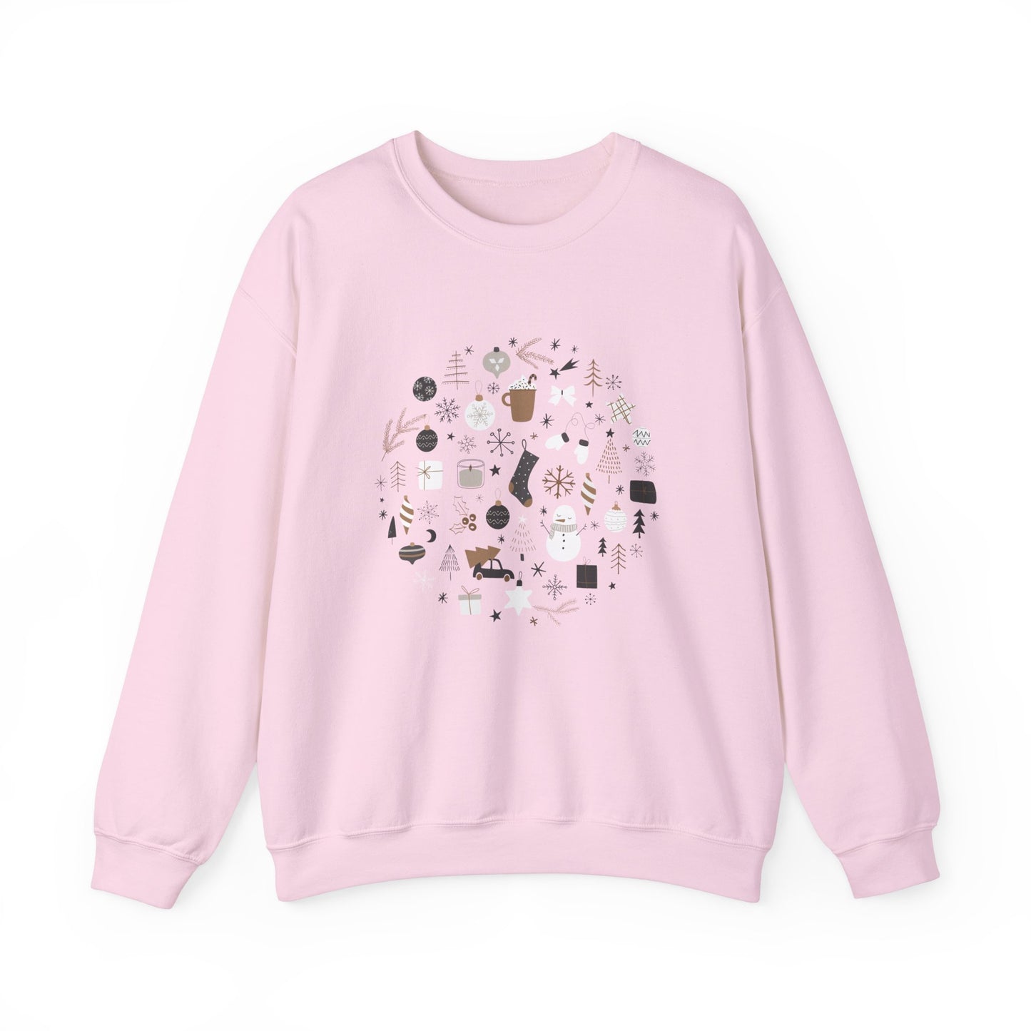 Unisex Heavy Blend Crewneck Sweatshirt Festive Holiday Round Collage 🎄☃️❄️