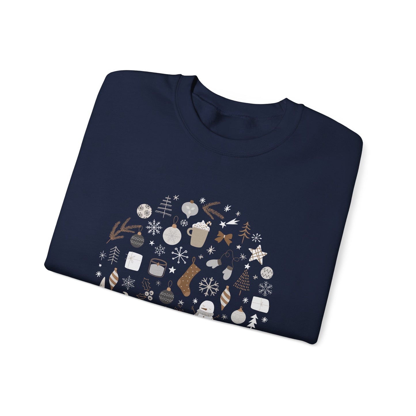 Unisex Heavy Blend Crewneck Sweatshirt Festive Holiday Round Collage 🎄☃️❄️