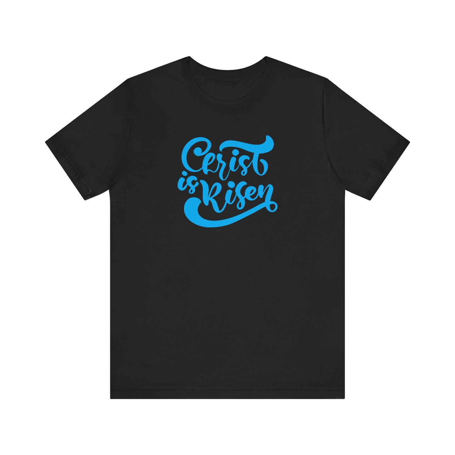 Unisex Jersey Short Sleeve Tee Easter 'Christ is Risen' Blue Print