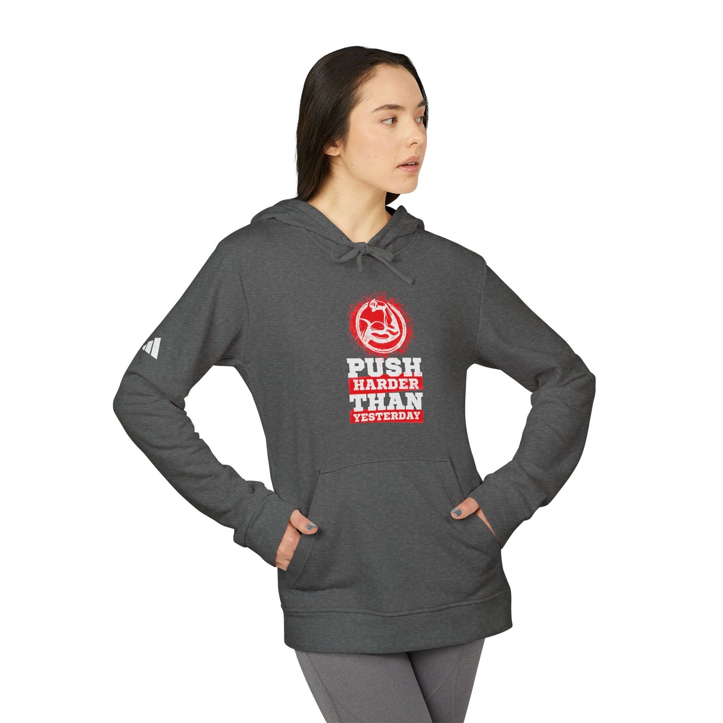 Push Harder Than Yesterday Adidas Unisex Cozy Fleece Hoodie
