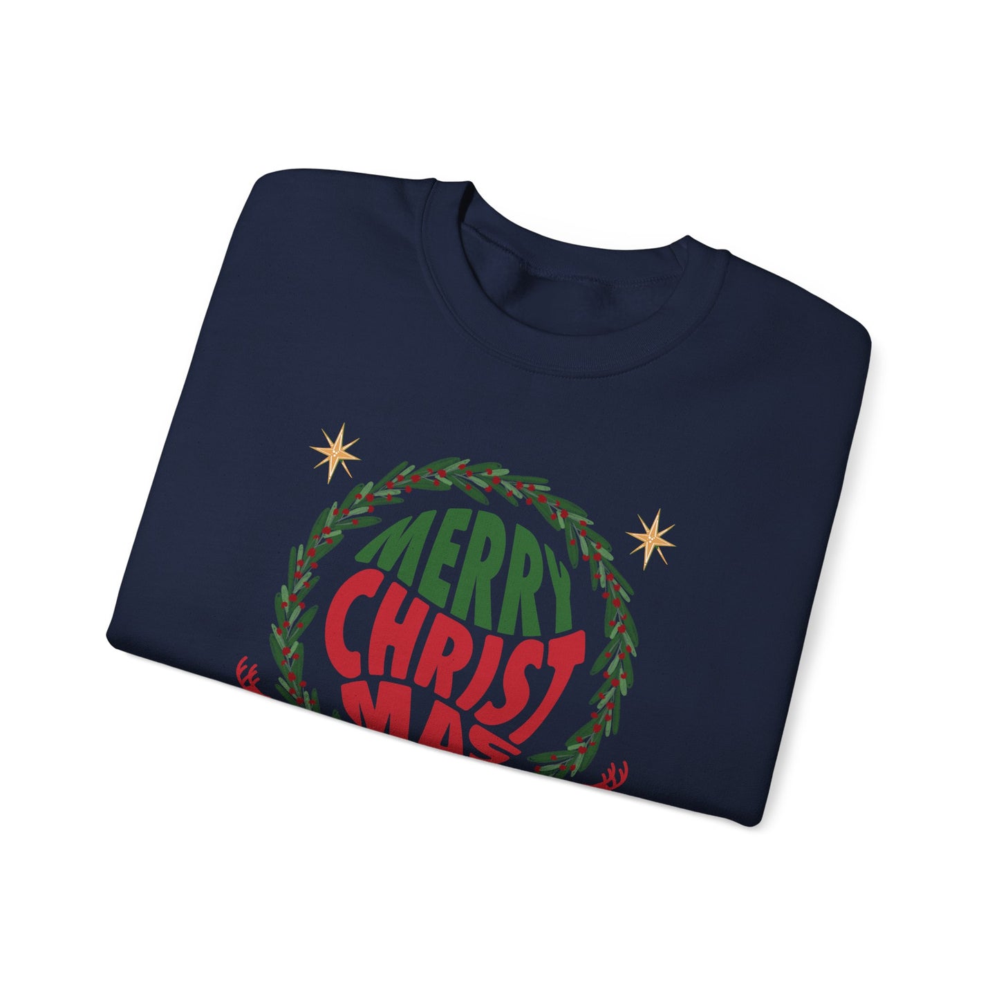 Unisex Heavy Blend Crewneck Sweatshirt Merry Christmas Wreath Design 🎄✨