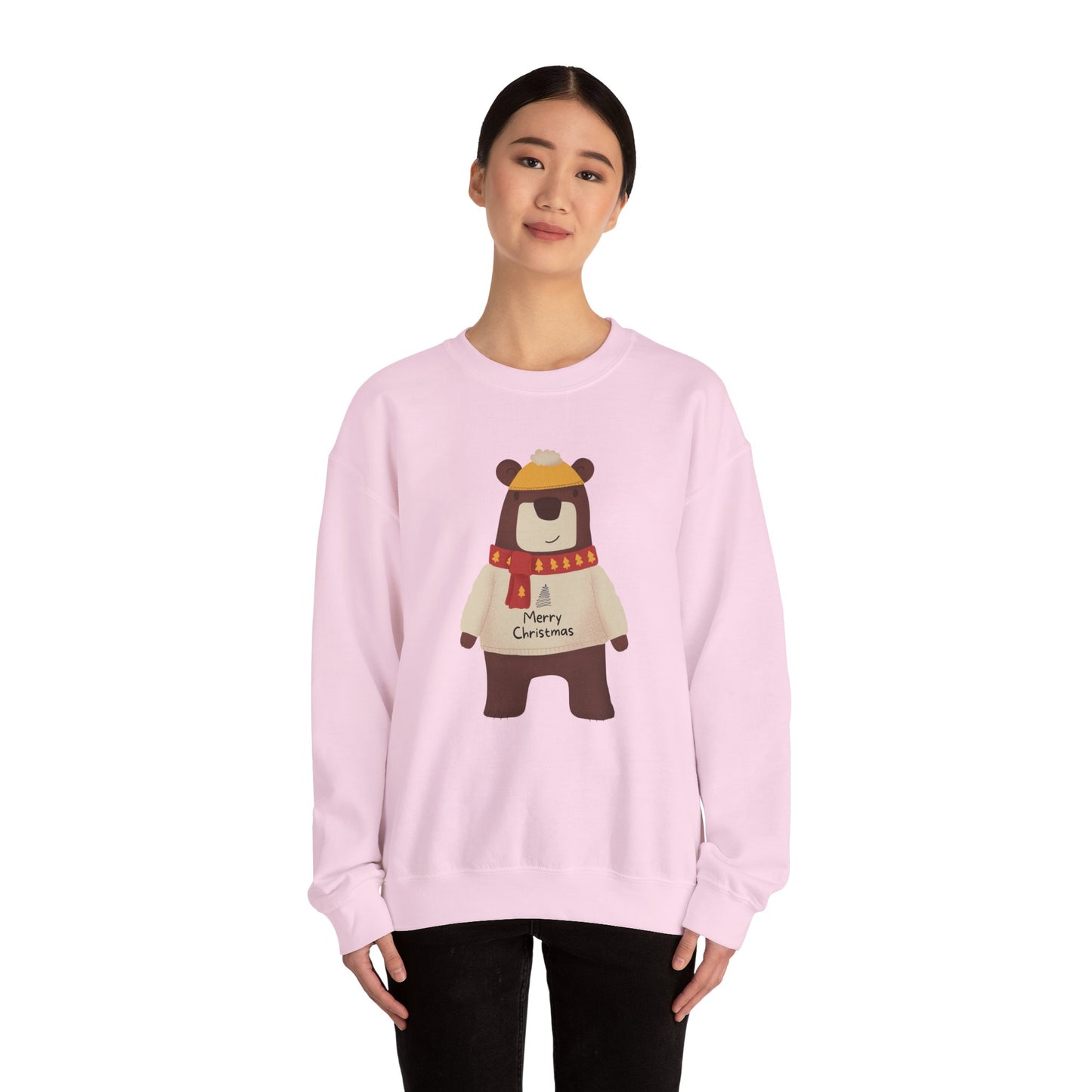 Unisex Heavy Blend Crewneck Sweatshirt Festive Bear in Sweater & Scarf 🎄🐻❤️