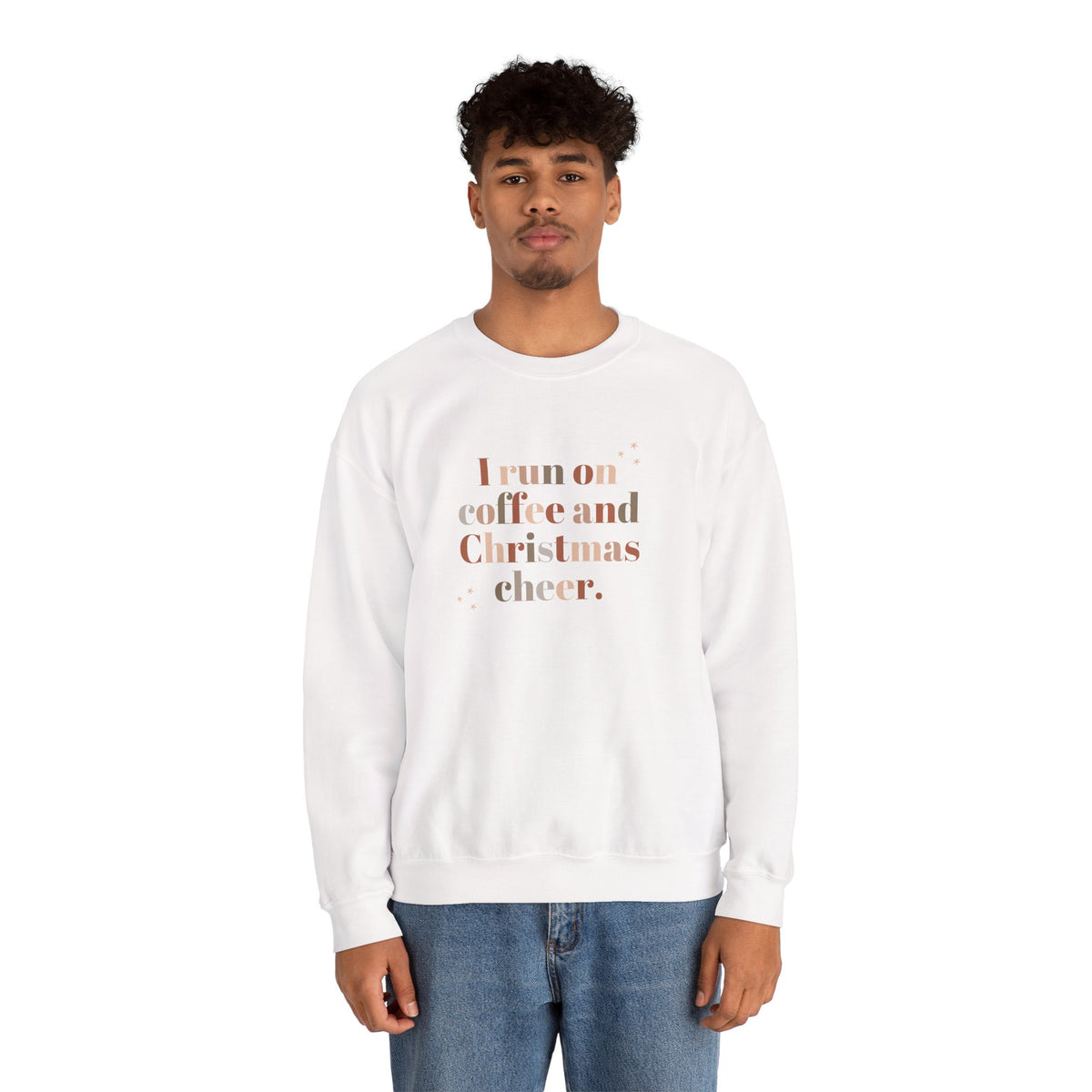 I Run on Coffee and Christmas Cheer ☕🎄✨ Unisex Heavy Blend Crewneck Sweatshirt