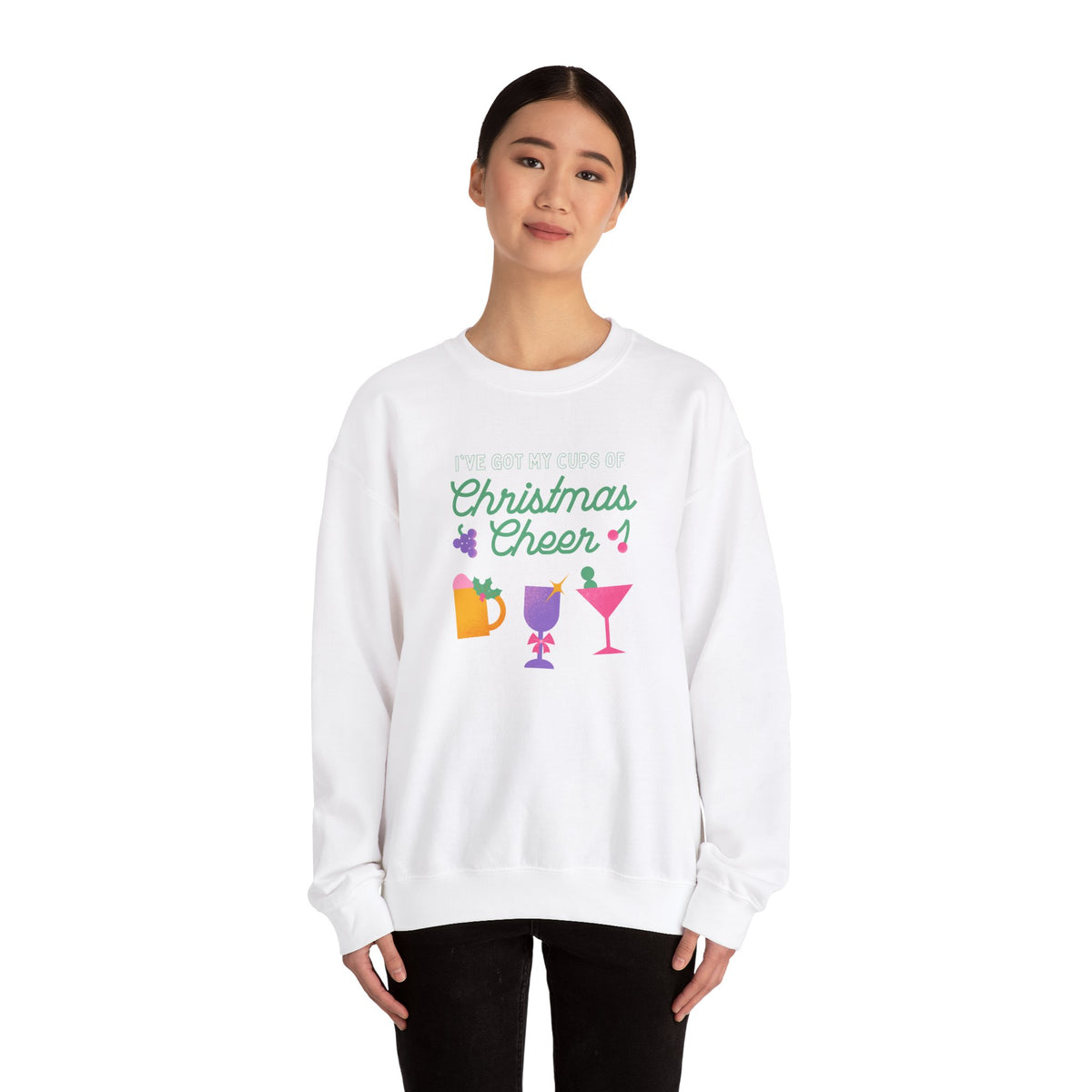Unisex Heavy Blend Crewneck Sweatshirt Cups of Christmas Cheer 🍻🍹✨
