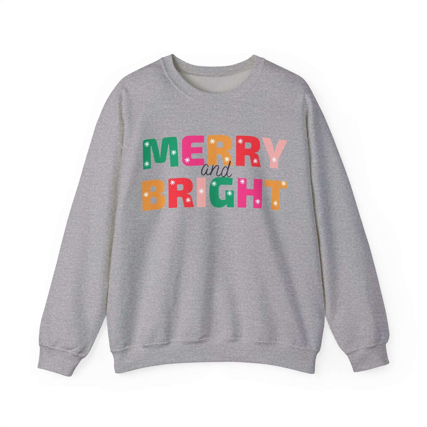 Unisex Heavy Blend Crewneck Sweatshirt Colorful Merry and Bright 🎄✨🌈