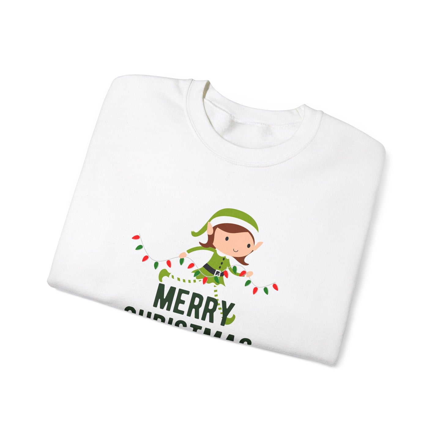 Unisex Heavy Blend Crewneck Sweatshirt Merry Christmas with Santa's Elf 🎅🎄✨