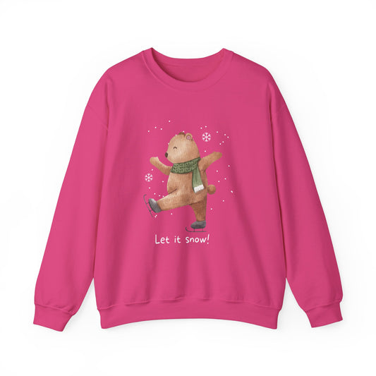 Unisex Heavy Blend Crewneck Sweatshirt Let It Snow Teddy Bear Ice Skating ❄️🐻