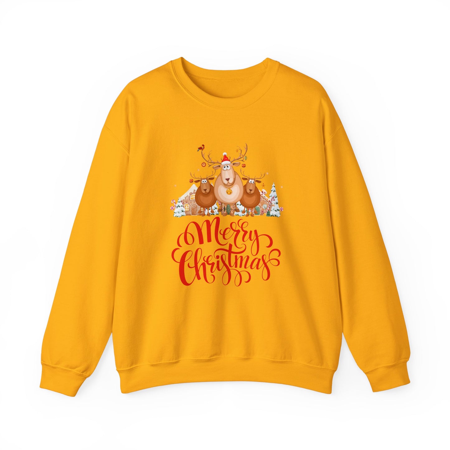 Unisex Heavy Blend Crewneck Sweatshirt Merry Christmas with Reindeer 🎄🦌✨