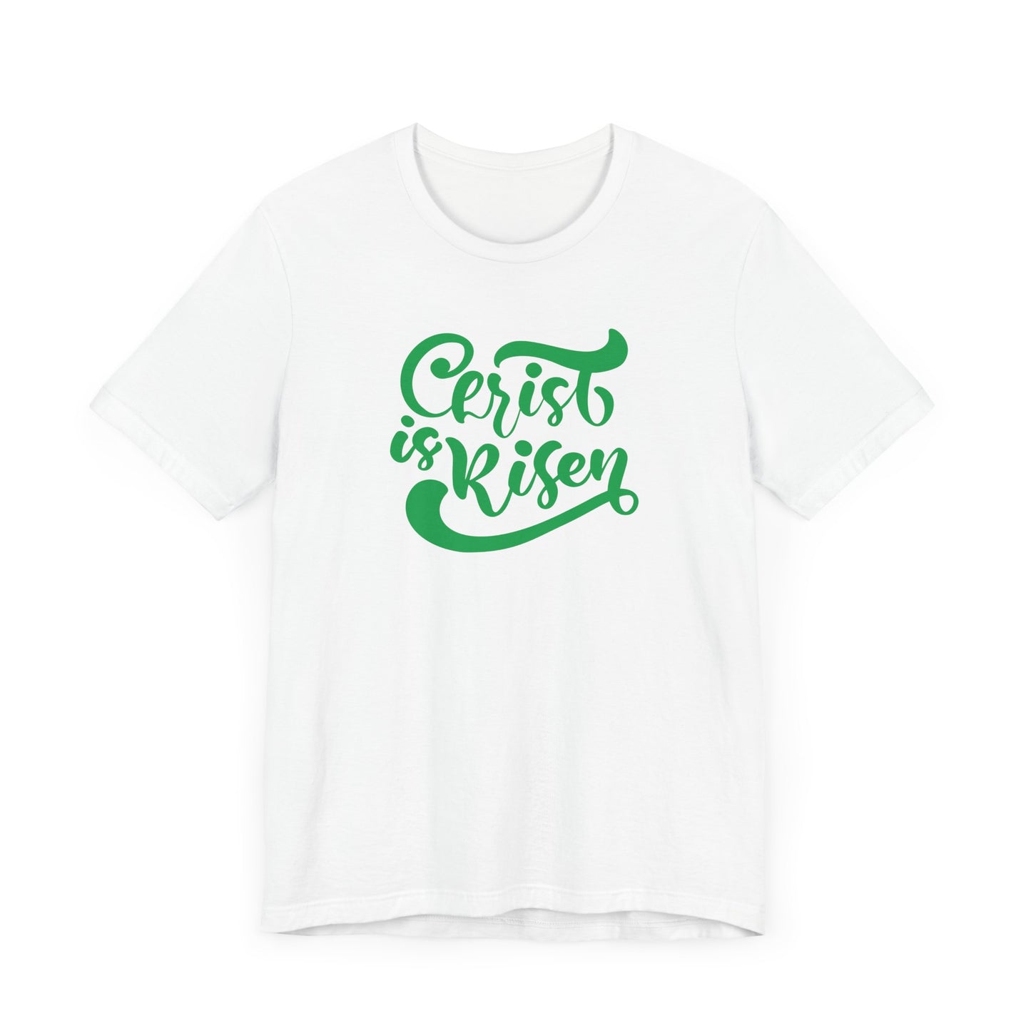 Unisex Jersey Short Sleeve Tee Easter 'Christ is Risen' Green Print