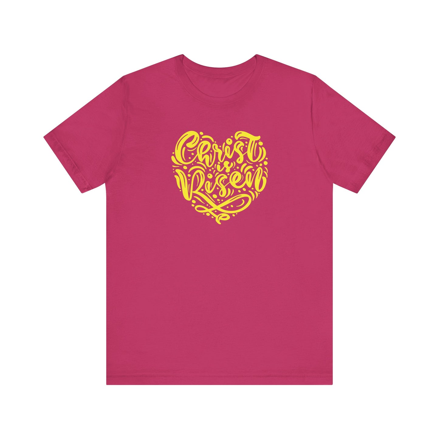 Christ is Risen Heart Shaped Yellow Print Unisex Jersey Short Sleeve Tee