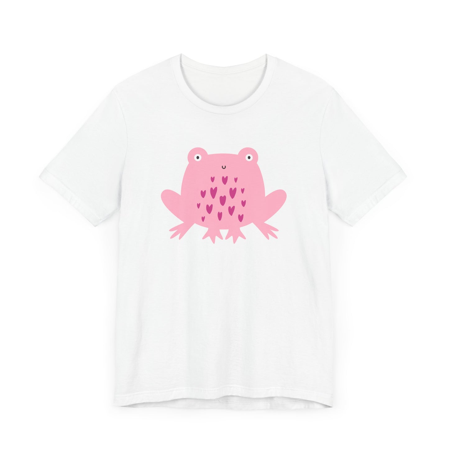 Adorable Pink Frog with Hearts Unisex Jersey Short Sleeve Tee