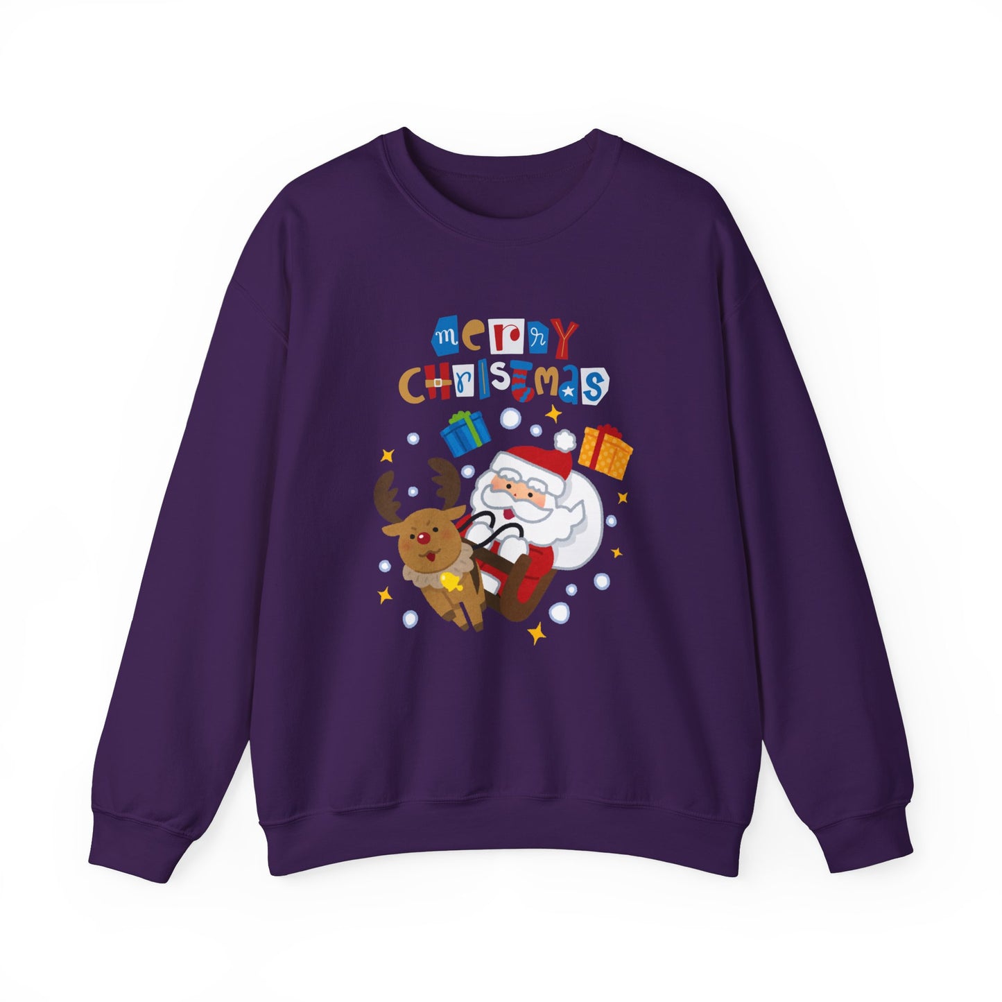 Unisex Heavy Blend Crewneck Sweatshirt Santa & Reindeer Merry Christmas 🎅🦌✨