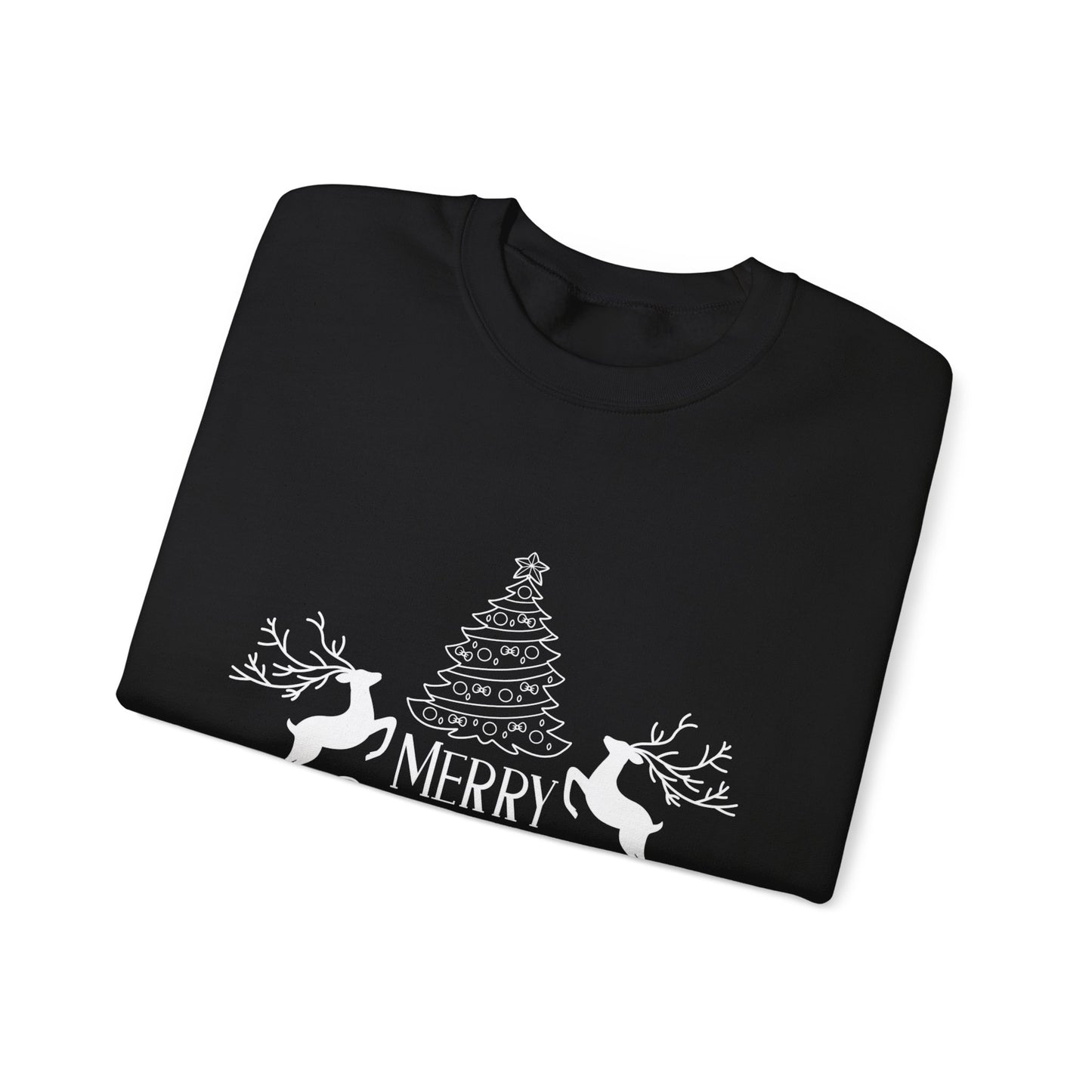 Unisex Heavy Blend Crewneck Sweatshirt Merry Christmas Tree 🎄🦌✨