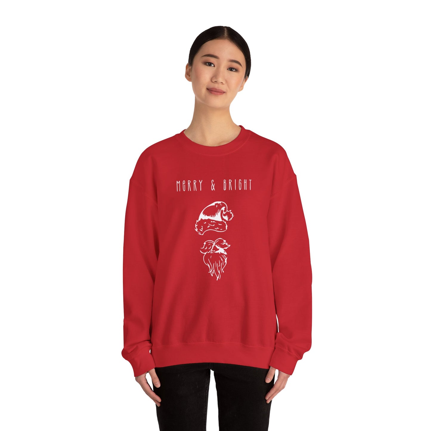 Unisex Heavy Blend Crewneck Sweatshirt Merry & Bright Santa Hat 🎅✨