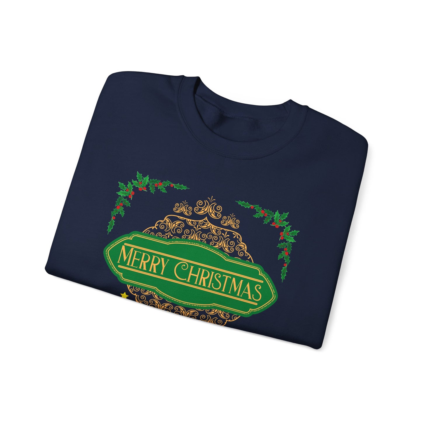 Unisex Heavy Blend Crewneck Sweatshirt Elegant Merry Christmas 🎄☃️✨