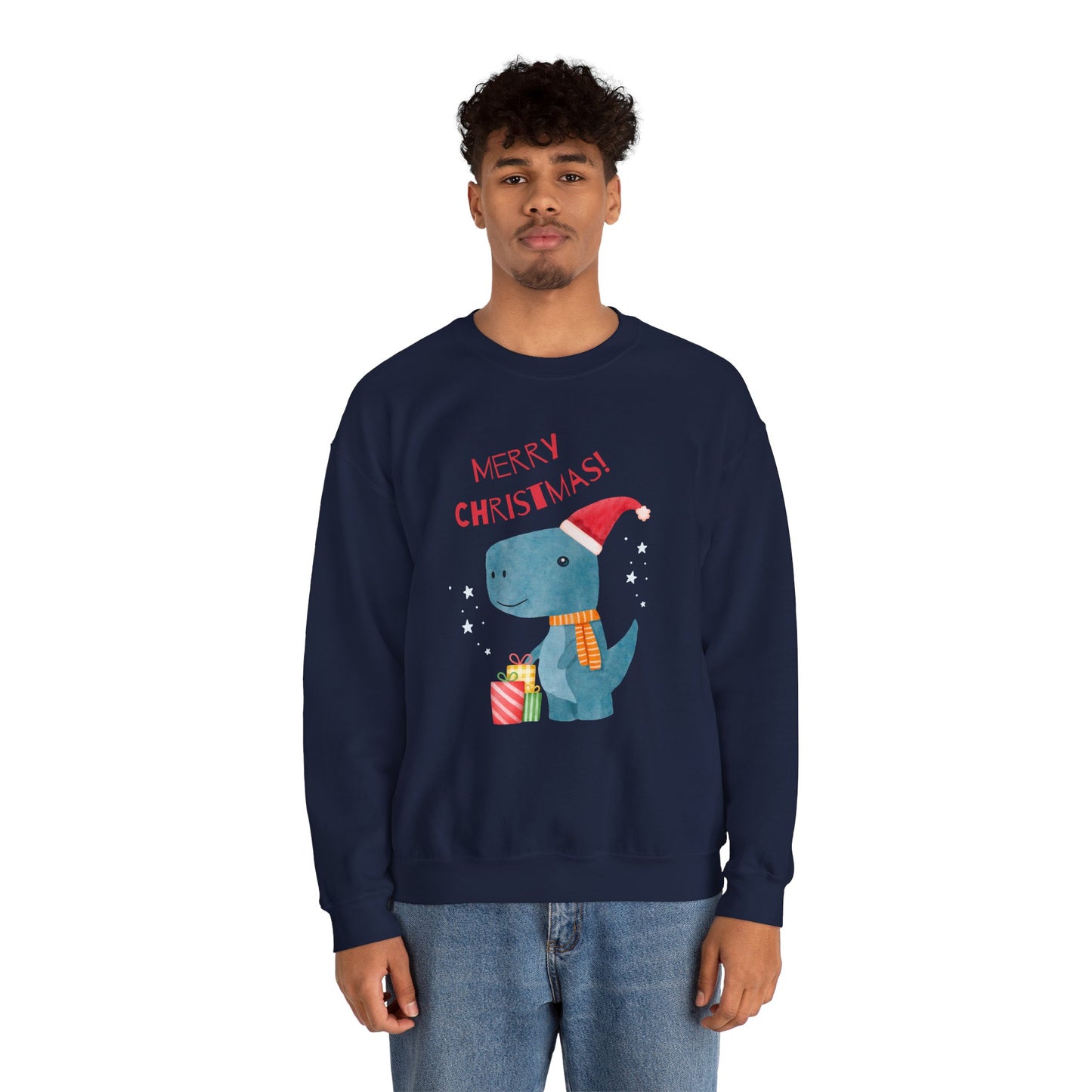 Merry Christmas Dino 🎄🦖🎁 Unisex Heavy Blend Crewneck Sweatshirt