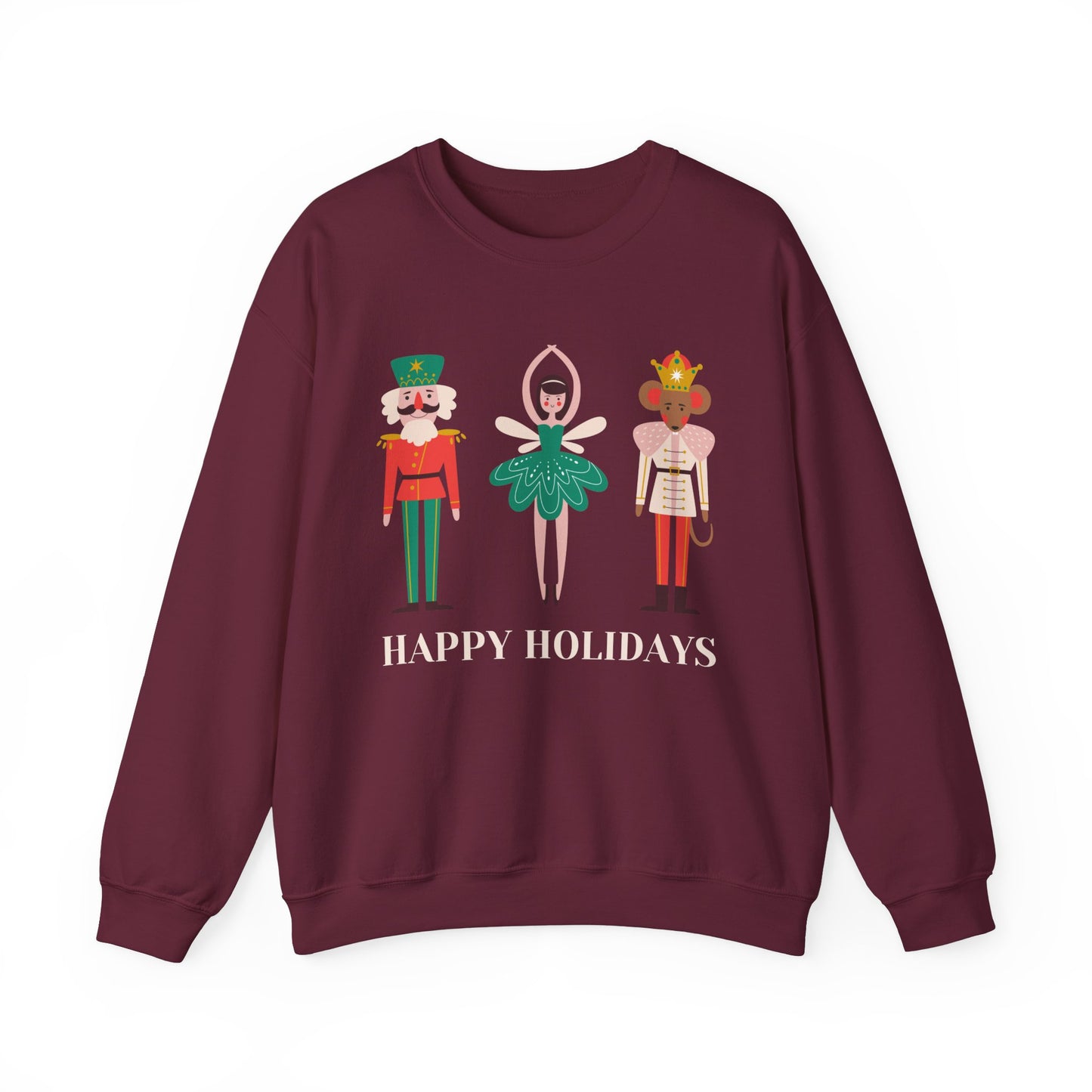 Unisex Heavy Blend Crewneck Sweatshirt Happy Holidays Nutcracker 🎄✨