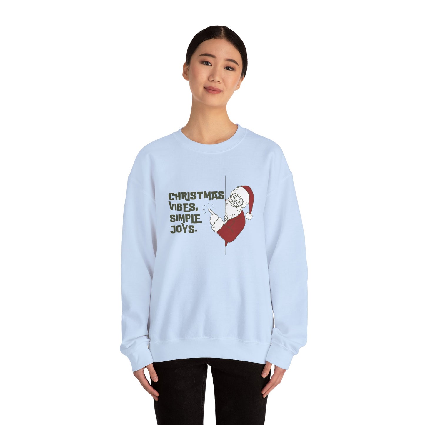 Unisex Heavy Blend Crewneck Sweatshirt Christmas Vibes Simple Joys with Santa 🎅✨