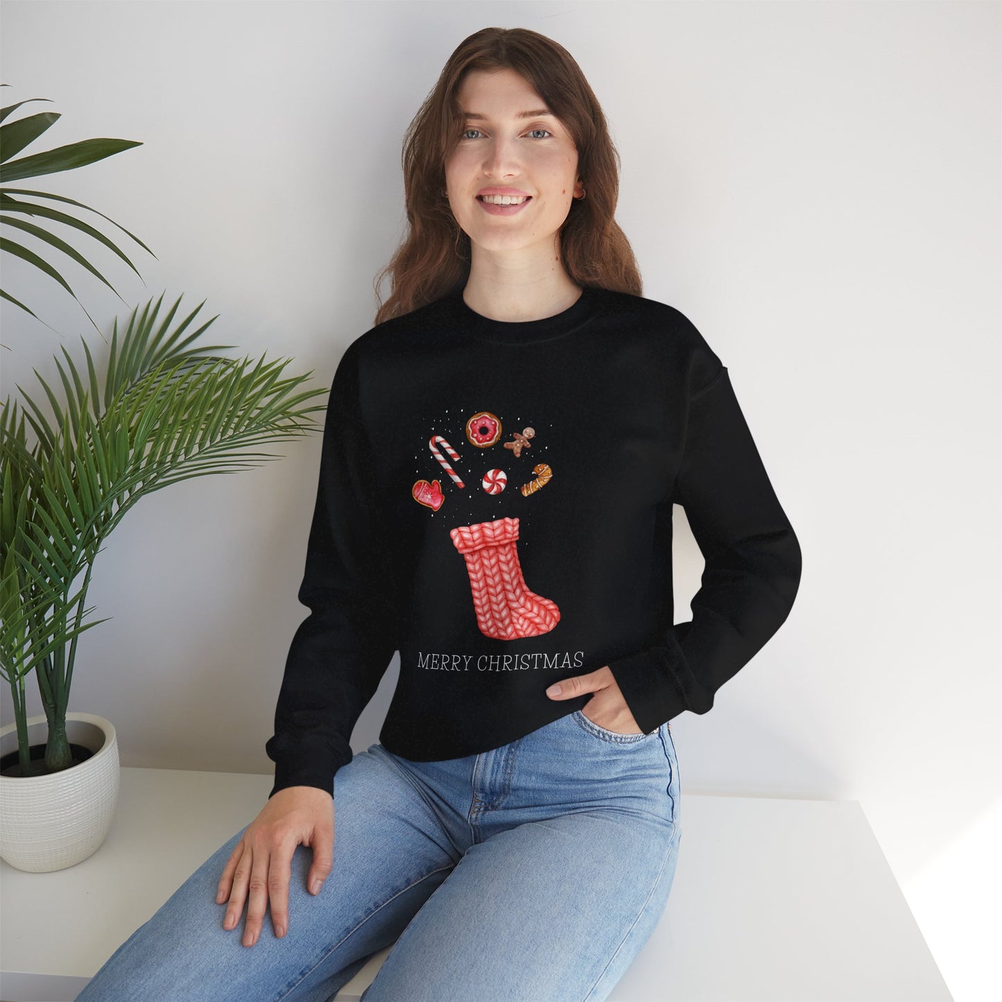 Cozy Christmas Sock 🎄🧦🍩 Unisex Heavy Blend Crewneck Sweatshirt