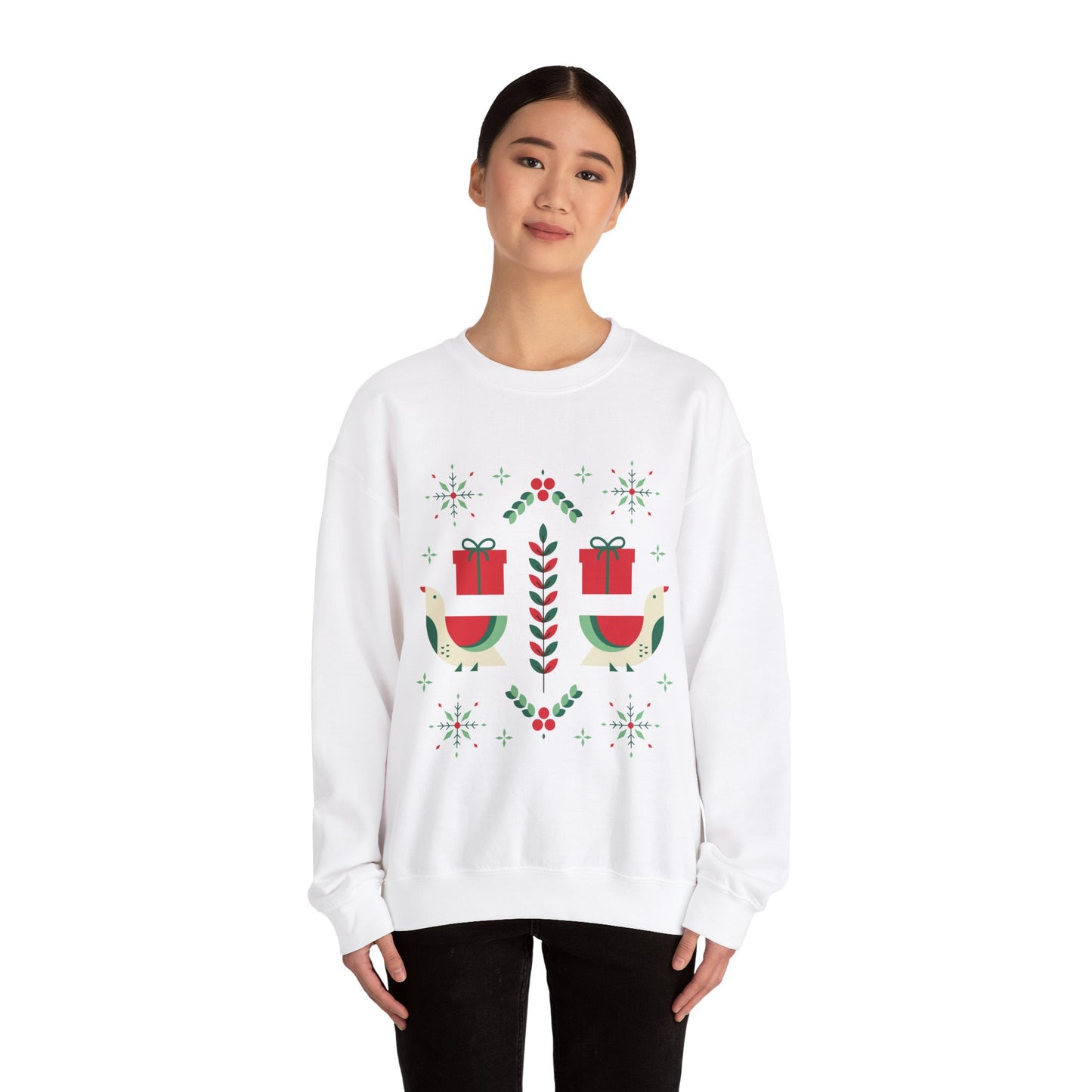 Unisex Heavy Blend Crewneck Sweatshirt Folk Art Christmas Design 🎄✨