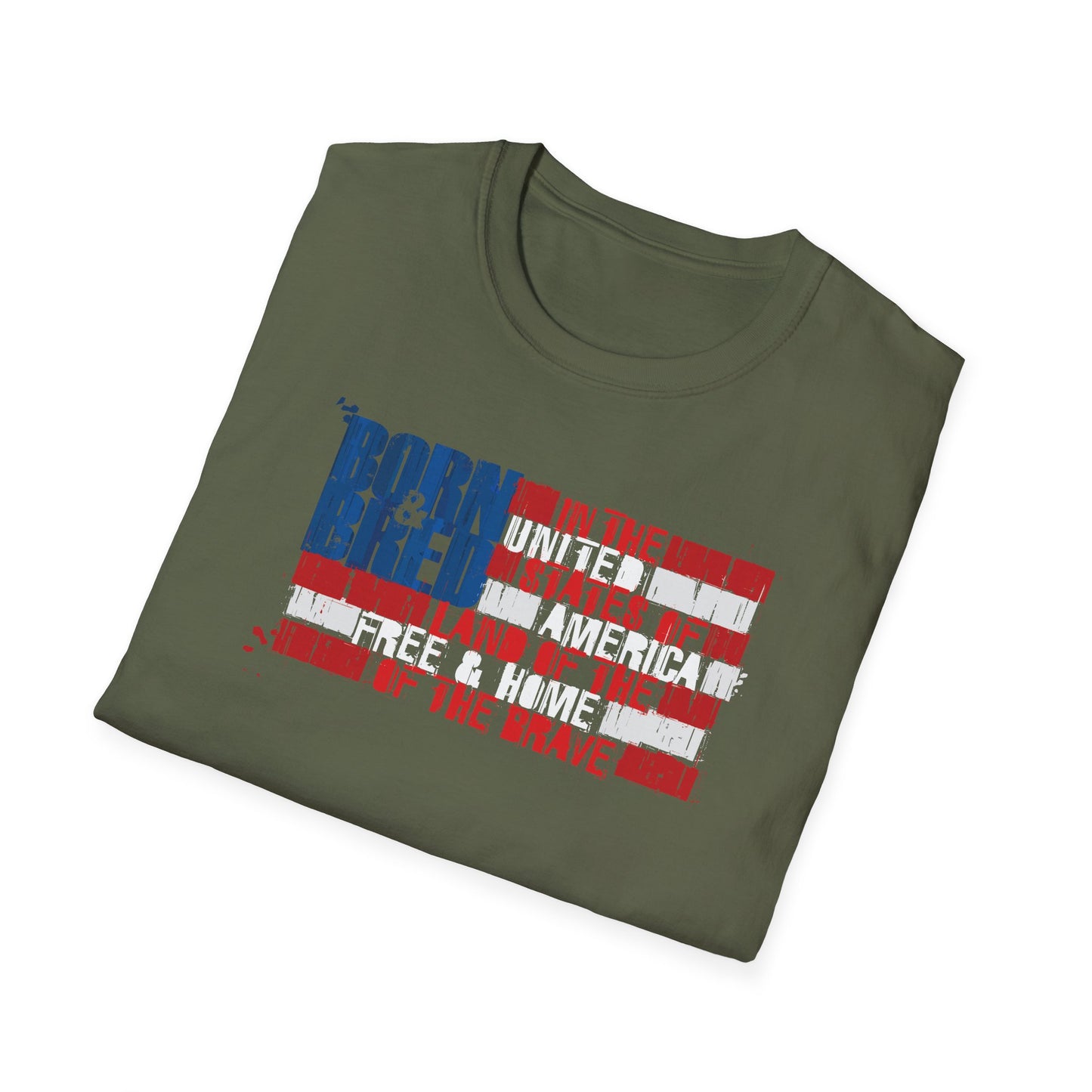 Born & Bred In The USA Unisex Softstyle T-Shirt