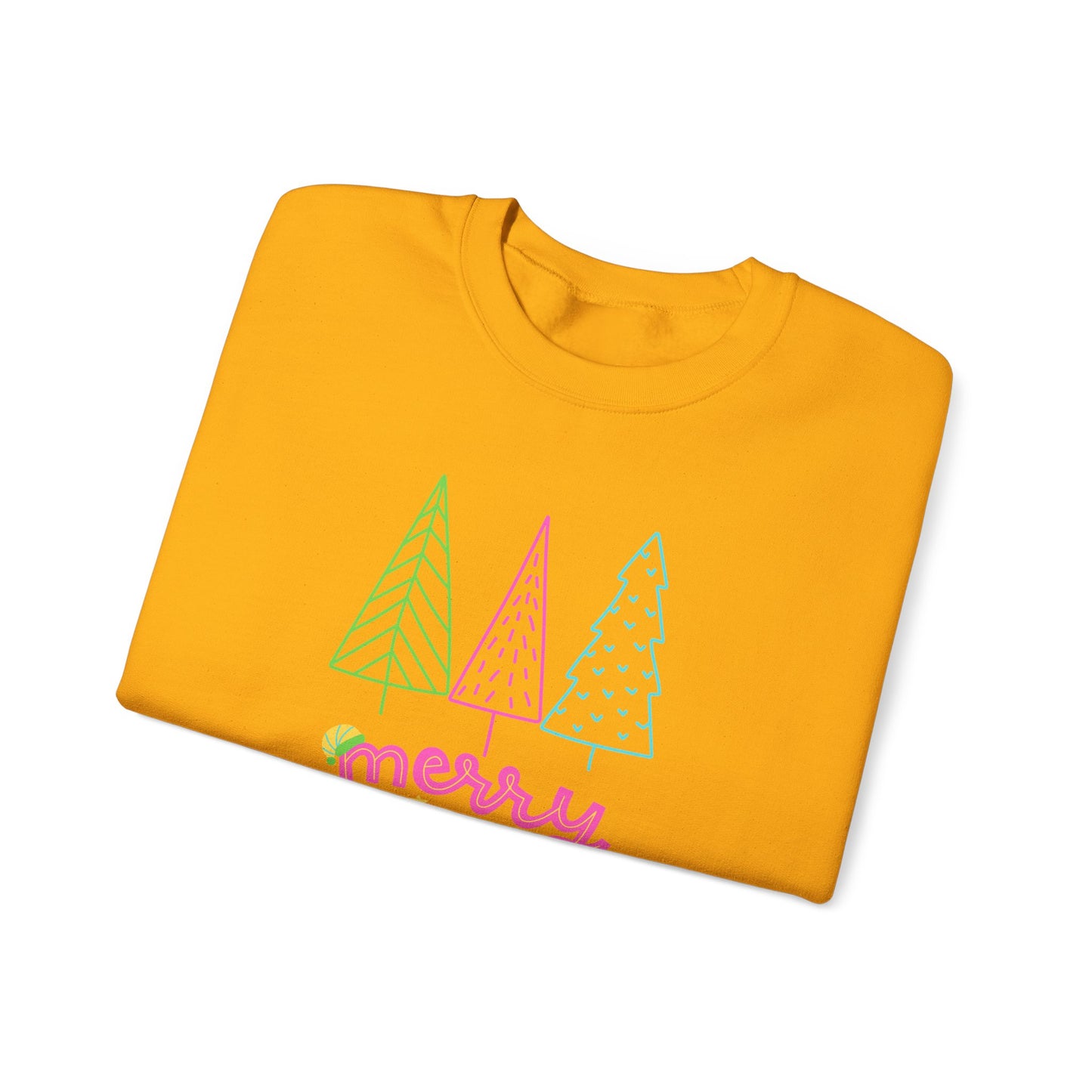 Unisex Heavy Blend Crewneck Sweatshirt Neon Christmas Trees 🎄✨🌈