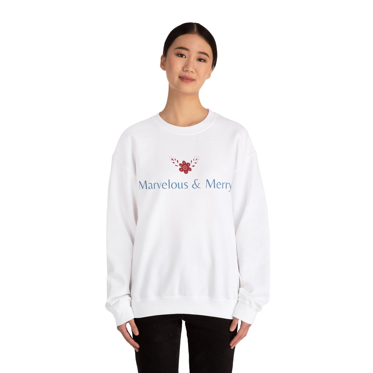 Unisex Heavy Blend Crewneck Sweatshirt Marvelous & Merry Floral Emblem 🌼✨