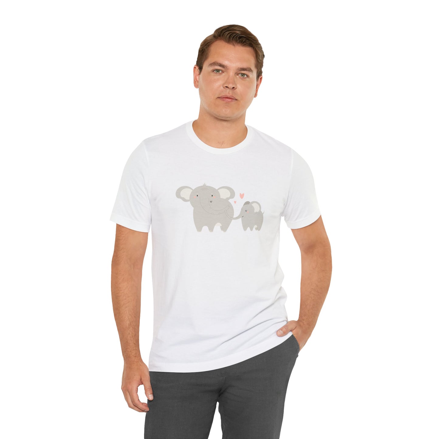 Mommy & Me Ele-fun Sweet Mom and Baby Elephant Unisex Jersey Short Sleeve Tee