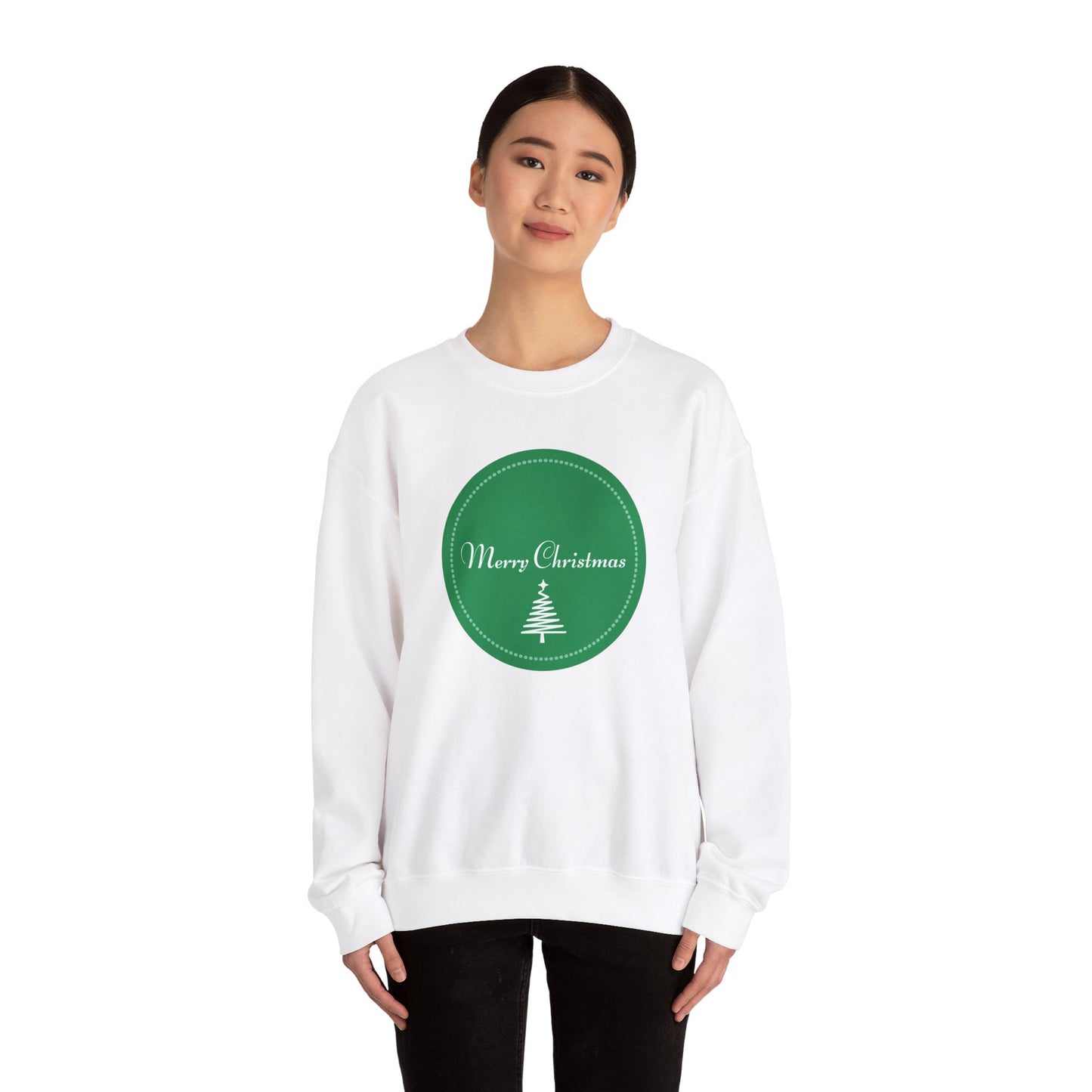 Unisex Heavy Blend Crewneck Sweatshirt Merry Christmas Tree Design 🎄✨