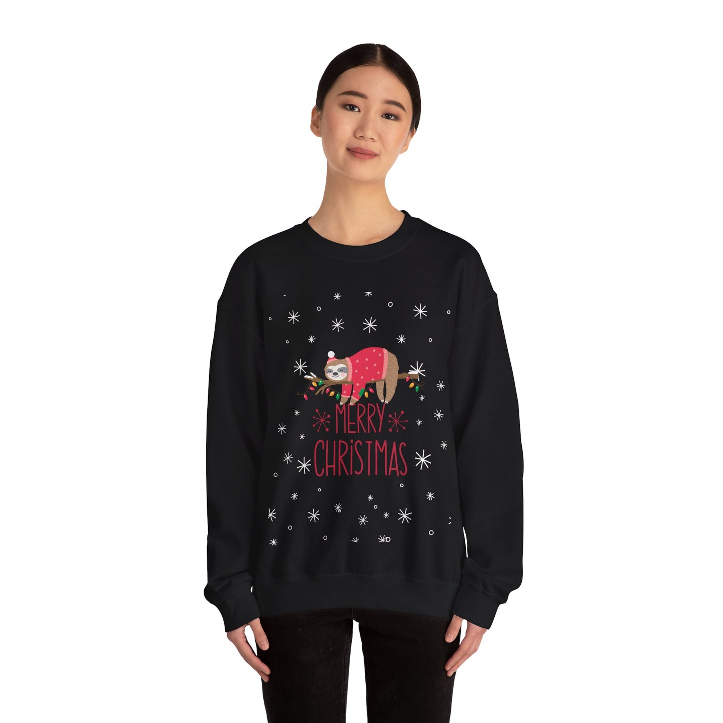 Merry Christmas Sloth 🎄🦥✨ Unisex Heavy Blend Crewneck Sweatshirt