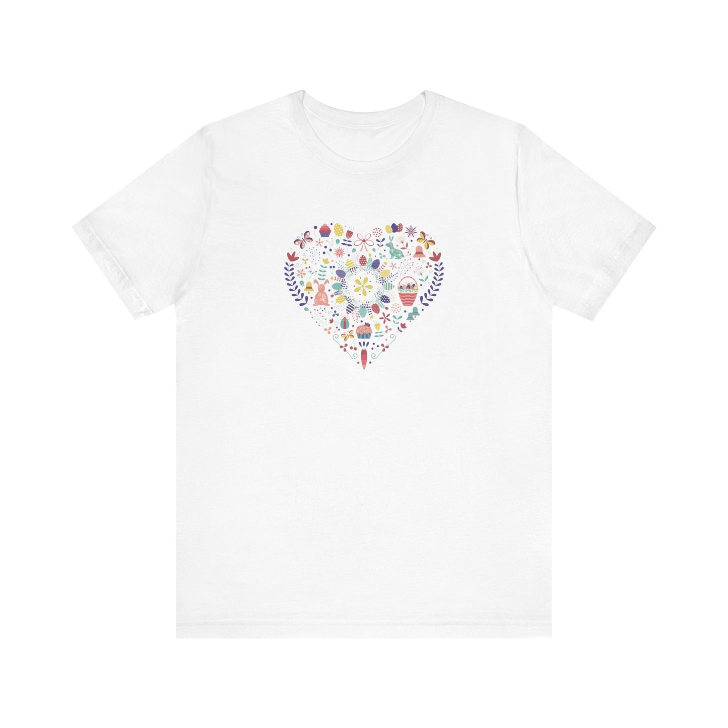 Hoppy Heart Colorful Easter Rabbit & Egg Collage Unisex Jersey Short Sleeve Tee