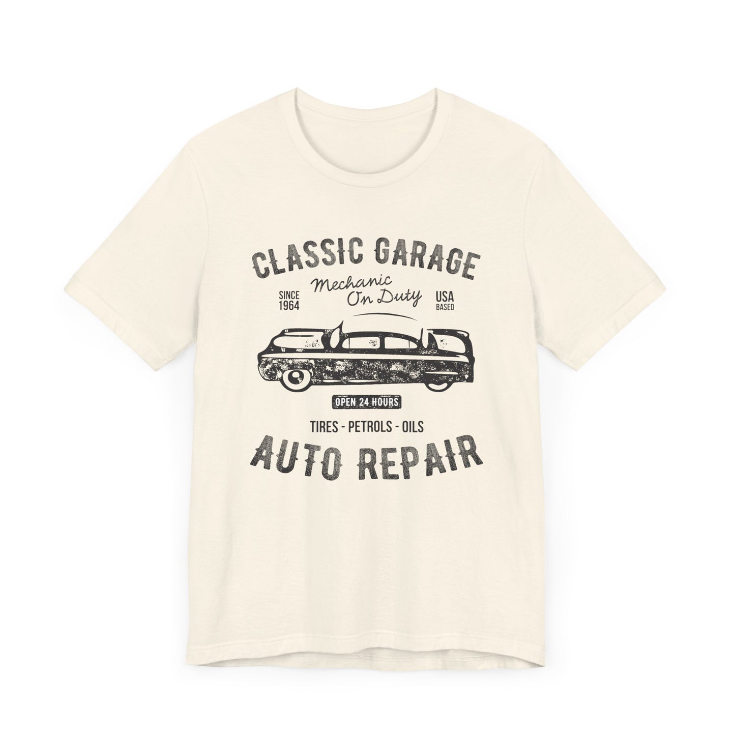 Unisex Jersey Short Sleeve Tee Classic Garage Auto Repair Black Print